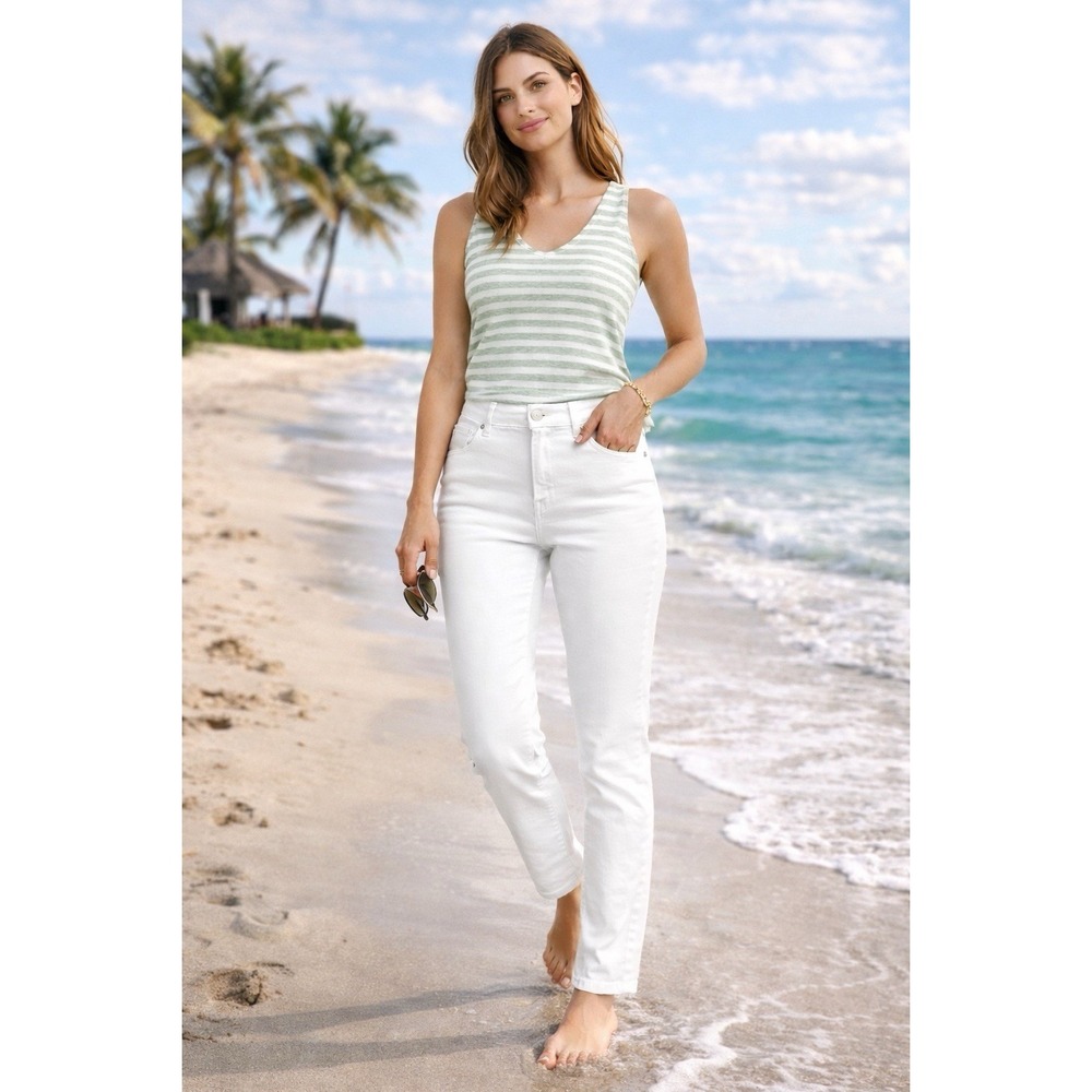 NWT Southern Tide Womens White Jeans Slim Straight Stretch Preppy Size 30